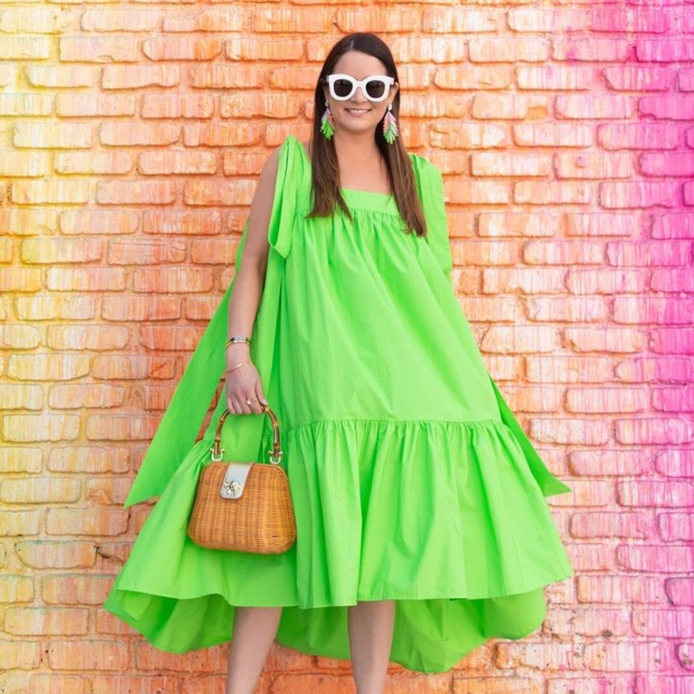 NWT Christopher John Rogers Bright Green High Low Dress